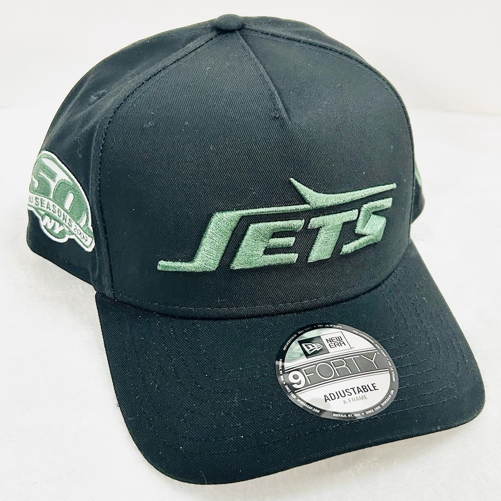 New Era New‎ York Jets A-Frame 50 Seasons 9FORTY Hat Cap Adjustable Snap Black